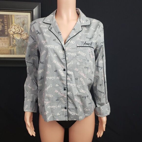 VS Love Angels Script Logo Pajama Jacket Medium - Picture 1 of 4